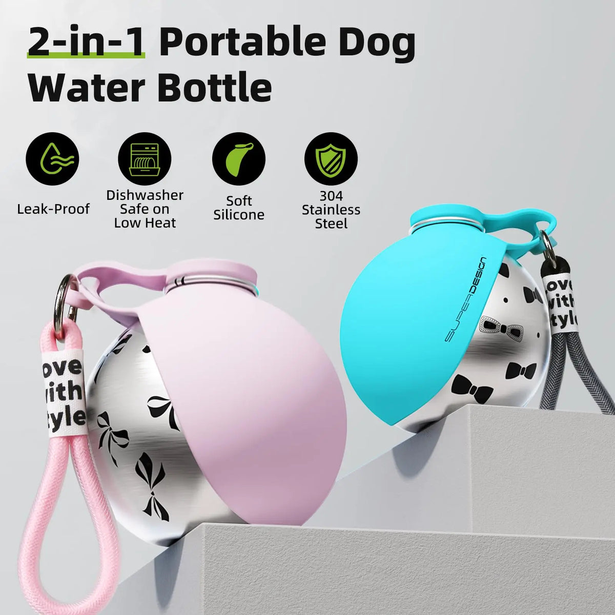 Botella con bebedero integrado para el paseo - ESTIORA Mascotas