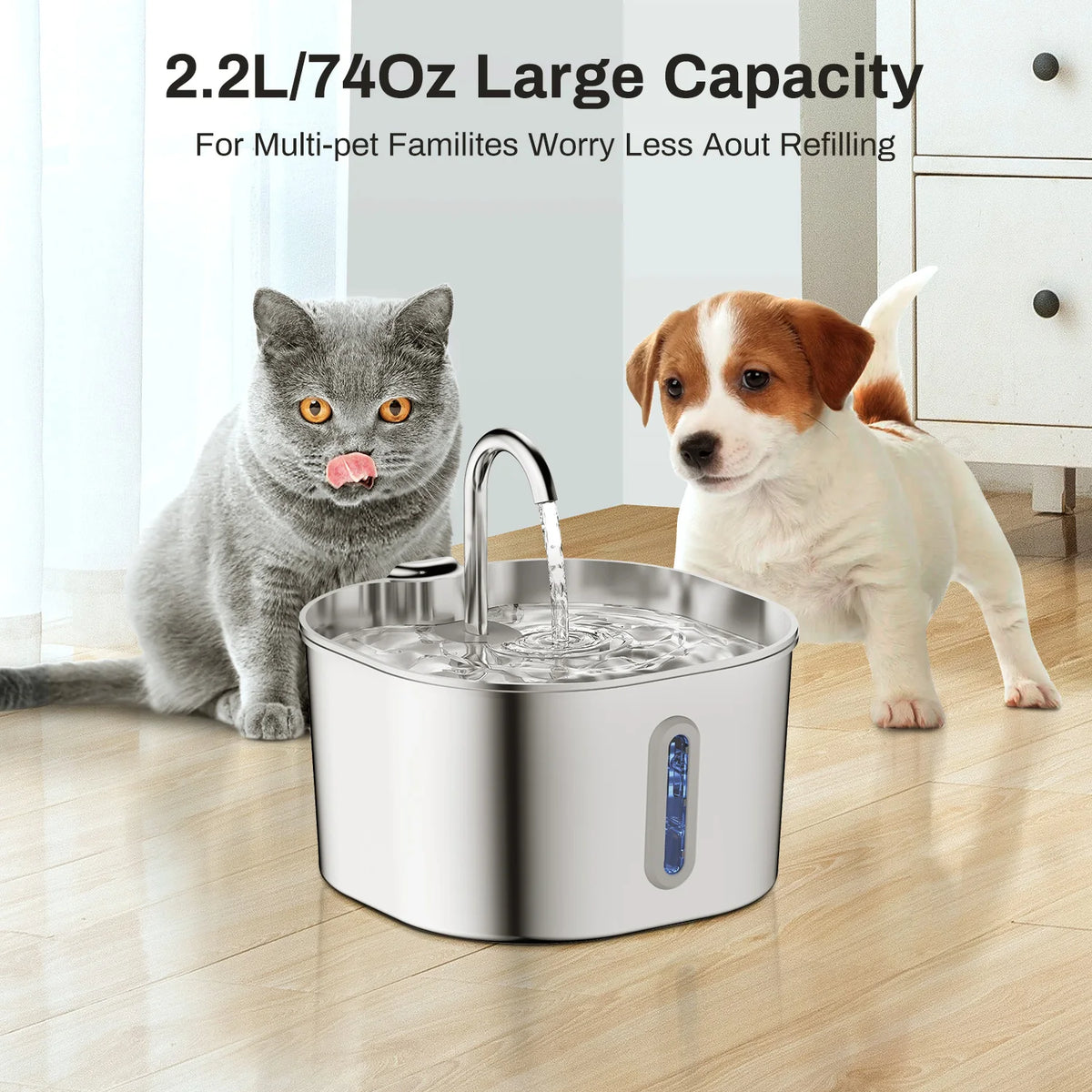 Fuente de agua de 2 L con filtro de carbón para gato - ESTIORA Mascotas